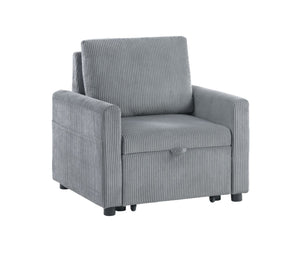 English Elm Ottavio Corduroy Accent Chair with Convertible Chaise Lounge and Built-in Storage Pocket B2749S00259