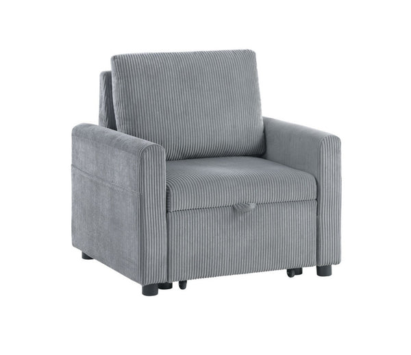 English Elm Ottavio Corduroy Accent Chair with Convertible Chaise Lounge and Built-in Storage Pocket B2749S00259