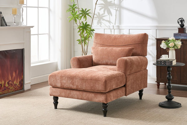 English Elm Modern Chaise Lounge with Plush High-Resilience Cushion and Solid Wood Frame for Durable Comfort Orange W2120P296385