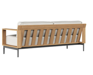Sunpan Cagliari Sofa - Modern Outdoor Retreat with Durable Teak Wood Frame and Weather-Resistant Cushions Palazzo Cream