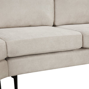 English Elm 111" Upholstered 3-Seater Sofa with Curved Ergonomic Arms, Metal Legs & Removable Patterned Pillows Beige N719S001800A