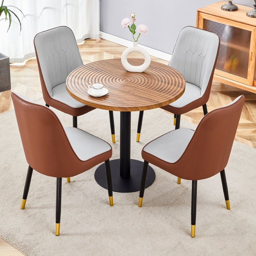 English Elm Table And Chair Set - 31.5" Modern Round Dining Table With Stylish Two-Tone Pu Chairs For Versatile Living W1151S02484-GIGA