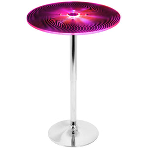 English Elm Spyra Multi-Color LED Light Up Adjustable Bar Table by LumiSource — Acrylic Top, Chrome Base, 8HR Battery B202P223296