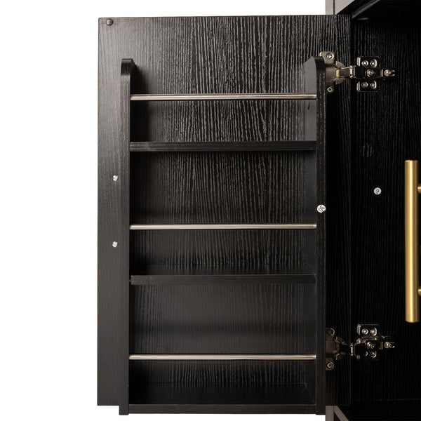 English Elm 71" Tall Arched Pantry Cabinet with Tempered Glass Door, Adjustable Shelves, Anti-Tip Kit & Metal Handles Black W2917P384730