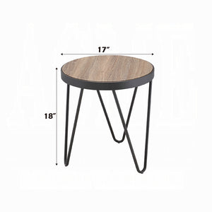 English Elm Industrial Rustic End Table with Metal Frame and Weathered Wood Top for Living Room Durability Gray,Oak 22 L x 26 W x 4 H B2741P337027