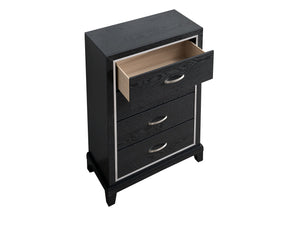 English Elm Livingston 4-Drawer Chest with Wood Grain Finish, Dovetail Construction & Brushed Steel Handles, Durable Storage Solution Black 33.66 L x 18.5 W x 48.03 H B078P366199