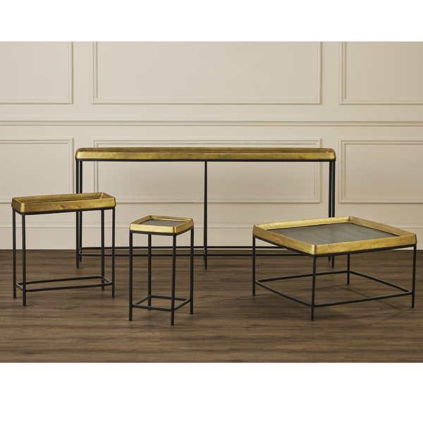 Tanay Brass Side Table - Contemporary Artistry with Snakeskin Design and Minimalist Iron Base