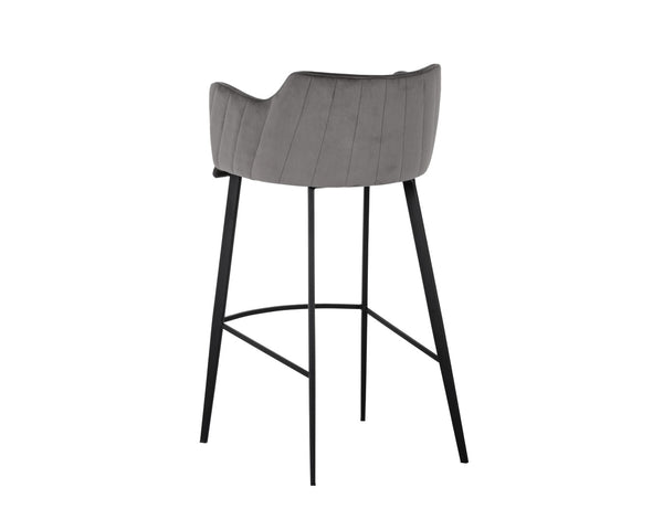 Sunpan GRIFFIN Barstool - Stylish Town Grey Faux Leather & Roman Grey Fabric Back for Modern Spaces 103244