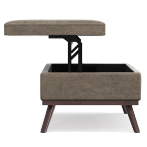 English Elm Owen Lift Top Storage Ottoman Vegan Leather Mid Century Modern Living Room B136P439028