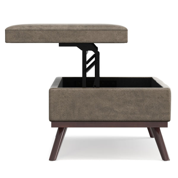 English Elm Owen Lift Top Storage Ottoman Vegan Leather Mid Century Modern Living Room B136P439028