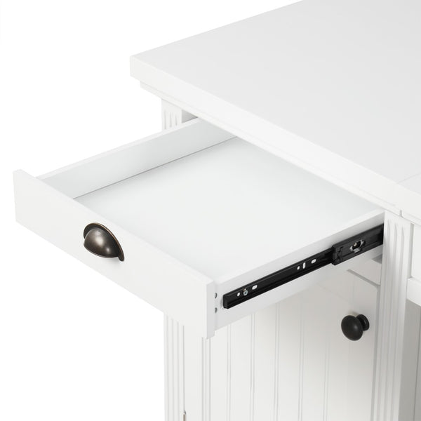 English Elm 67" White Executive Desk with Cabinet Storage Drawers and Usb Ports for Home Office N751S415500K