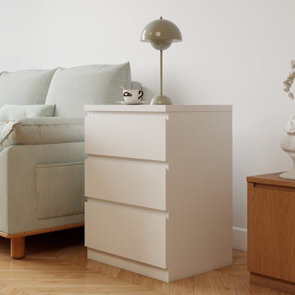 English Elm 19.7-inch Matte Finish Nightstand with Touch Release Drawers for Minimalist Bedrooms White W3151P407888