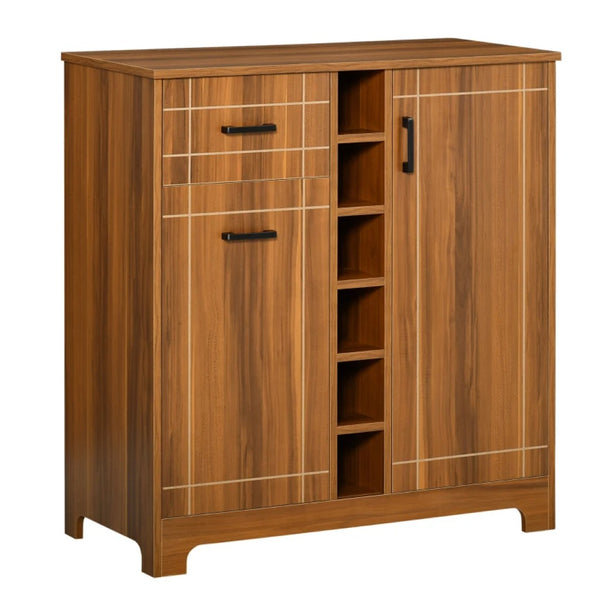 English Elm Storage Shoe Cabinet with Louvered Doors Six Adjustable Shelves and Slim Metal Legs T3971P465890