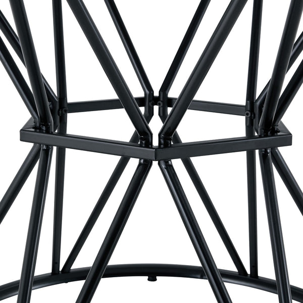 English Elm A Round Marble Patterned Mdf Dining Table with Matte Hourglass Base Seats Six White+Black W1151P434791