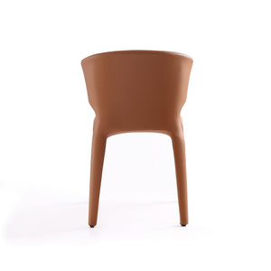 English Elm Conrad Upholstered Dining Chair with Metal Frame, Faux Leather Tweed Finish, Contoured Comfort Brown B365P397798