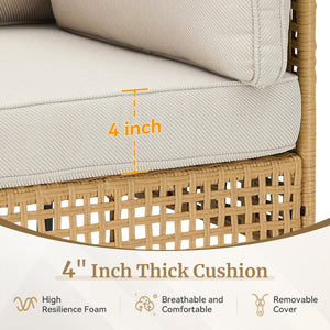 English Elm Outdoor Wicker Swivel Glider Chair Set Patio Rocker with Plush T Back Cushions T3773P419998