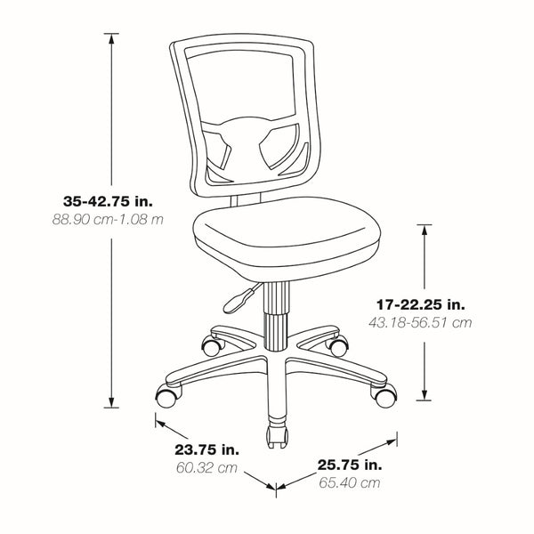 OSP Home Furnishings Progrid® Mesh Back Armless Task Chair with Lumbar Support for Ergonomic Office Use A Grade Fabric 2817-A