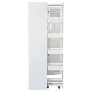 English Elm Kitchen Pantry Cabinet - Versatile Pull-Out Storage Shelf With Glass Doors For Farmhouse Charm & Organization W331S00189