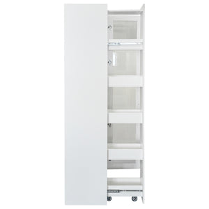 English Elm Kitchen pull-out pantry cabinet with 7-tier expandable shelves, smooth-glide organizers, farmhouse white storage solution for kitchen and dining rooms W331S00189 W331S00189