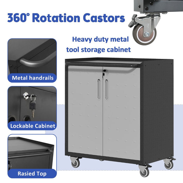 English Elm Heavy-duty Steel Garage Cabinet on Wheels with Locking Doors and Adjustable Shelves T2398P222831