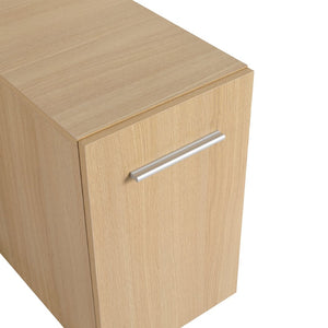 English Elm 12" Wall-mounted Oak Plywood Bathroom Linen Cabinet Slim Floating Single Door Storage W3450P440600