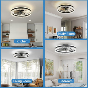 English Elm Modern Led Ceiling Fan With Remote Control – Dimmable 24" Crystal Design For Stylish Airflow & Light W2312P368700