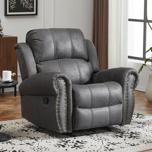 English Elm Christopher Knight Home® - 40.75" Wide Suede Manual Glider Recliner Chair with Rolled Arms, Microfiber Comfort & Infinite Positions Slate N763P264499E