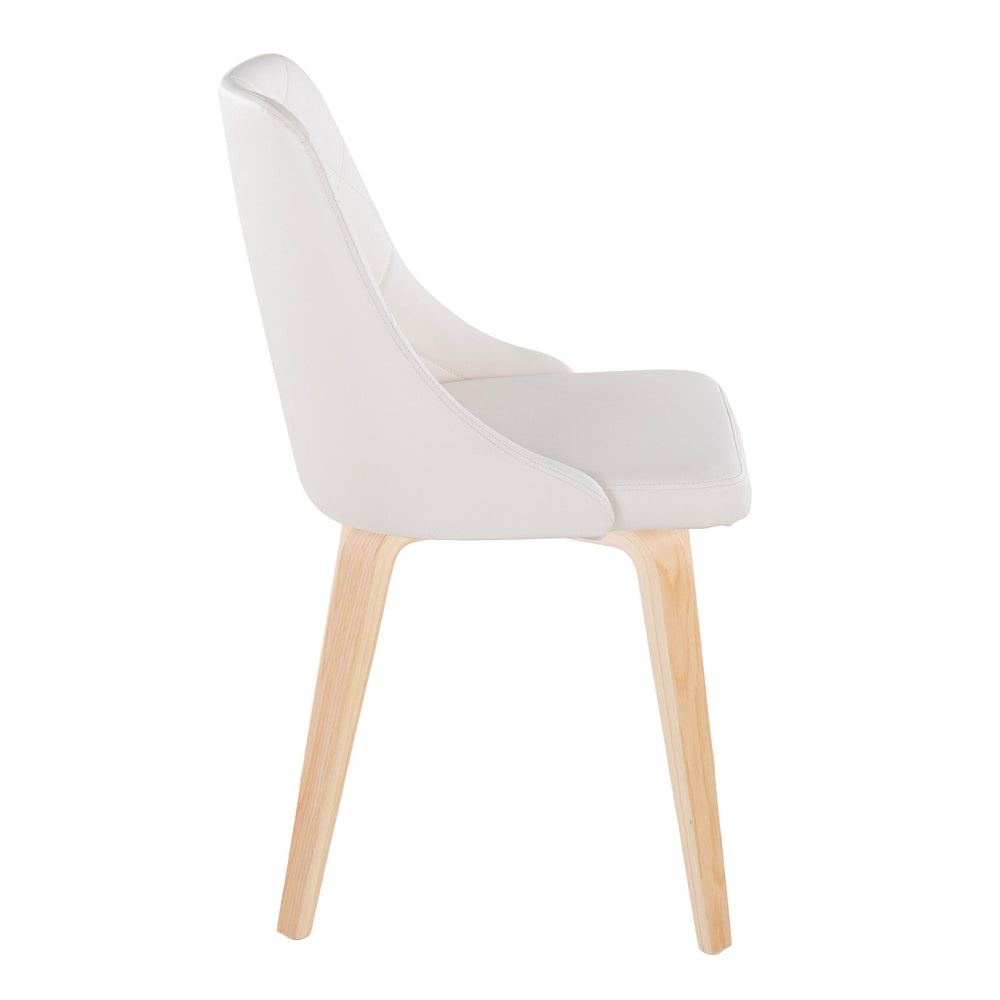 English Elm Marche Contemporary Accent Chairs Set Of 2 – Natural Wood & White Faux Leather For Modern Spaces B202S01254