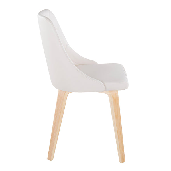 English Elm Marche Contemporary Accent Chairs Set Of 2 – Natural Wood & White Faux Leather For Modern Spaces B202S01254