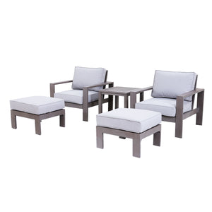 English Elm 5-Piece Patio Bistro Set with Aluminum Frame, Solar-Protected Taupe Cushions, Removable Covers B010S00466