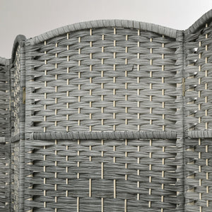 English Elm HOMCOM 6-Panel Room Divider 6' Tall Folding Privacy Screen — Hand-Woven Arched Top, Durable Grey W2225P200374