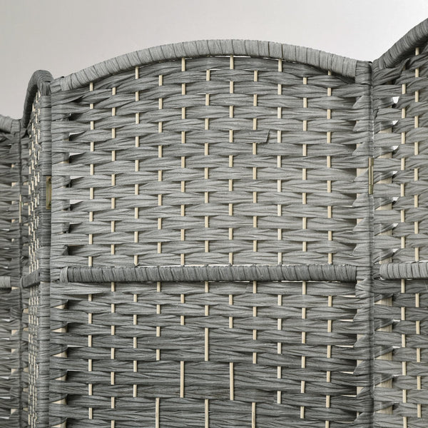 English Elm HOMCOM 6-Panel Room Divider 6' Tall Folding Privacy Screen — Hand-Woven Arched Top, Durable Grey W2225P200374