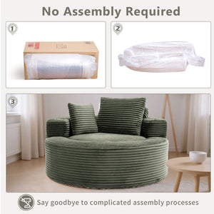 English Elm Round Cloud Sectional Sofa Bed with Memory Foam Cushions for Studio Living Spaces Green W3224P444283