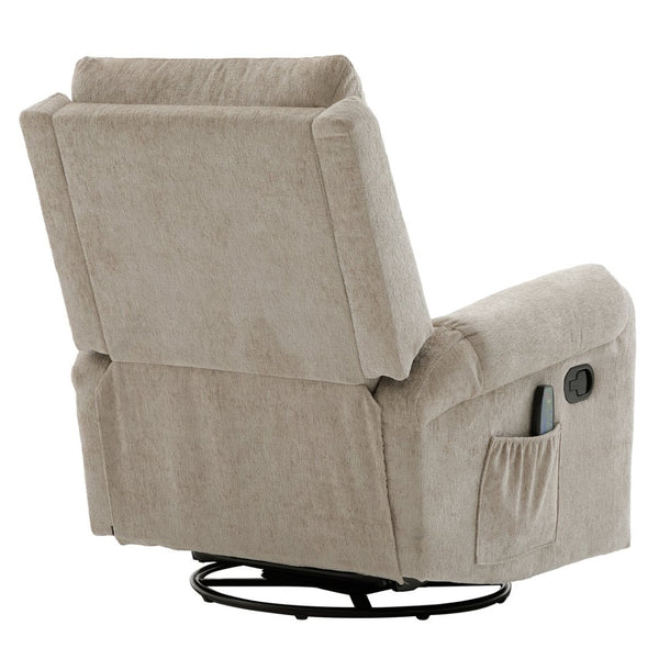 English Elm Manual Recliner Swivel Rocker Massage Chair Chenille Nursery and Living Room Seat Oatmeal N763P347287O