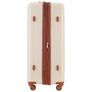 English Elm 2 Piece Abs Hard Shell Spinner Luggage Set with Tsa Lock Expandable Travel Suitcases Khaki+Brown N732P198744K