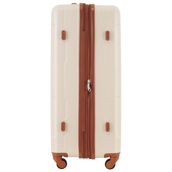 English Elm 2 Piece Abs Hard Shell Spinner Luggage Set with Tsa Lock Expandable Suitcases Khaki+Brown N732P198745K