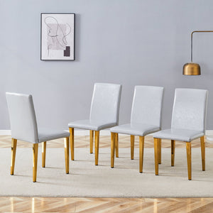 English Elm Four Linen-Cotton Dining Chairs with Sturdy Metal Legs, Breathable Upholstery, Sleek Minimalist Design Gold,Light Gray W1151P269059