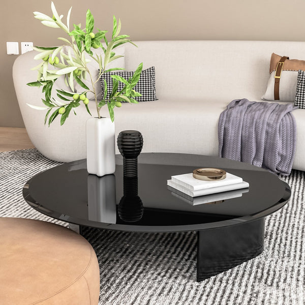 English Elm 36" Round Tempered Glass Table Top - Stylish Black Glass With Beveled Edge, Durable & Versatile Design W241P248369