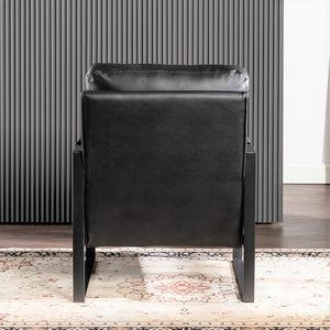 English Elm Classic Mid Century Modern Accent Chair - Stylish Black Pu Leather Armchair For Living Spaces & Offices B2735P256729