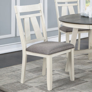 English Elm Set of 2 Polyfiber Upholstered Dining Chairs with Tufted Cushioned Back and Solid Wood Frame, Durable Comfort Grey,White B016P226062