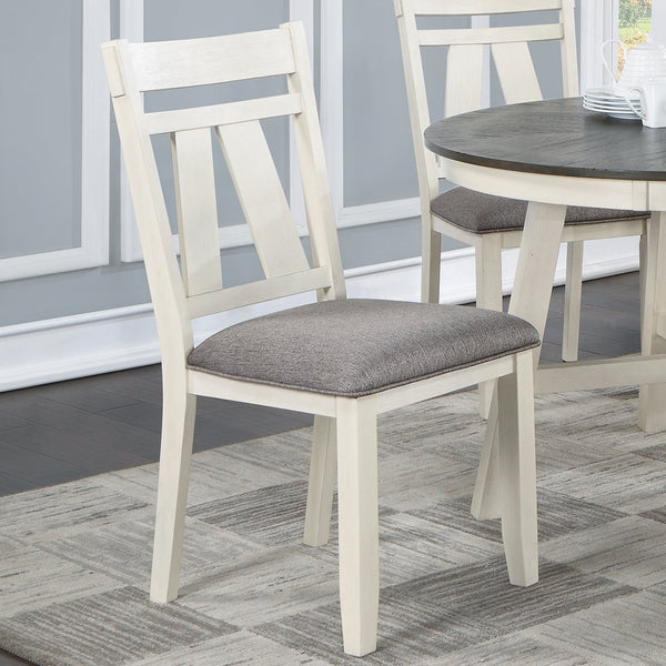 English Elm Set of 2 Polyfiber Upholstered Dining Chairs with Tufted Cushioned Back and Solid Wood Frame, Durable Comfort Grey,White B016P226062