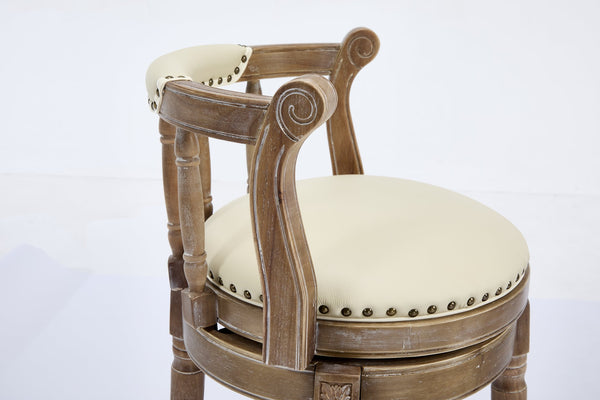 English Elm Bar Stools 29.5'' Leather Swivel Seat Beige - Durable Hardwood Frame For Kitchen And Home Bar Use W2195P290195