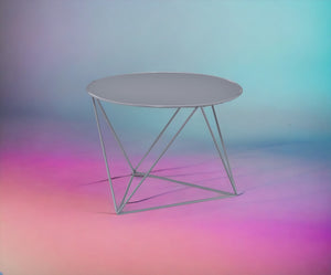 English Elm Epidia Modern Gray Metal Accent Table – Lightweight Round Top, Triangle Legs, Versatile Display Utility B2726P243243