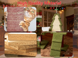 English Elm Wide Holiday Cat Tree Tower with Sisal Posts Tiered Perches and Festive Star Topper W243P382868