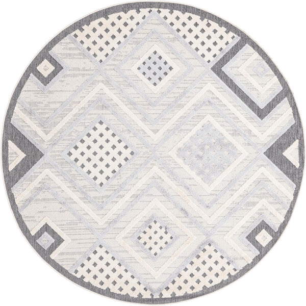 Unique Loom Arlo Hannah Machine Made Geometric Rug Sandy Beige, Gray/Beige/Black 7' 1" x 7' 1"