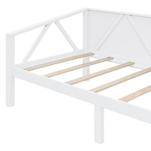 English Elm Twin Daybed Frame Solid Pine Sofa Bed for Guest Room Studio or Teen Bedroom White N708P266719K