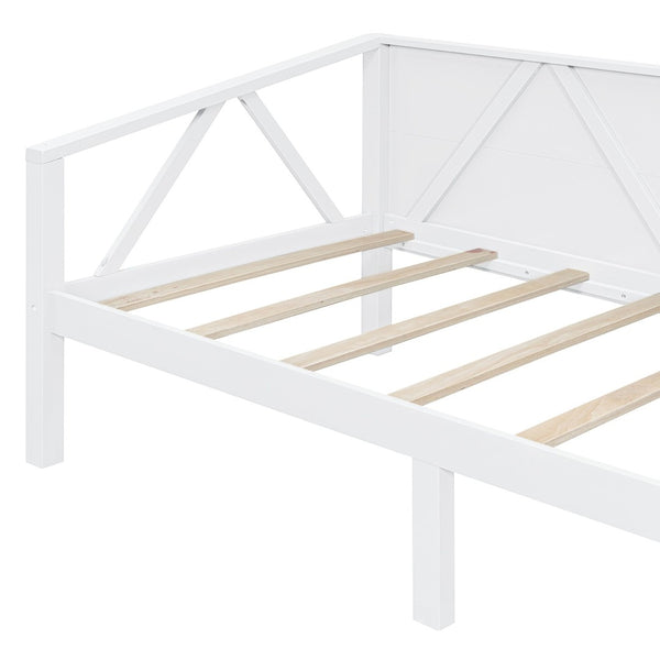 English Elm Twin Daybed Frame Solid Pine Sofa Bed for Guest Room Studio or Teen Bedroom White N708P266719K