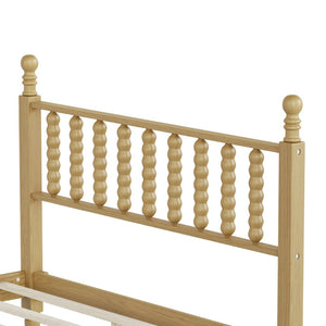 English Elm Full Size Rubberwood Platform Bed Gourd Headboard Retro Bohemian Bedroom Frame N733P338317M