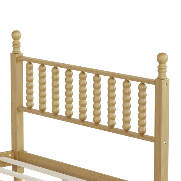 English Elm Full Size Rubberwood Platform Bed Gourd Headboard Retro Bohemian Bedroom Frame N733P338317M