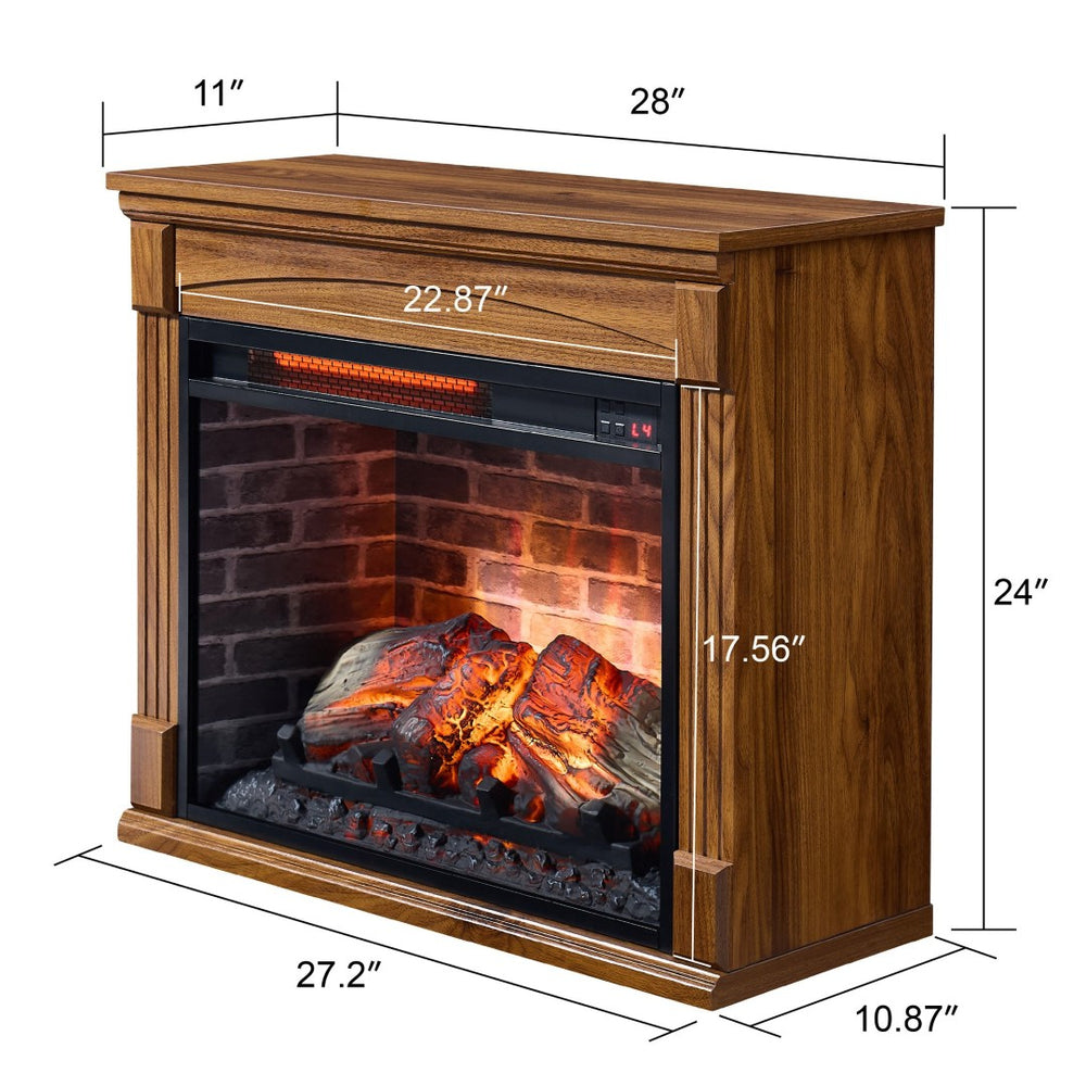 English Elm 28 Inch Electric Fireplace Media Console with Led Flame Ambient Heat Living Room W1769P213565